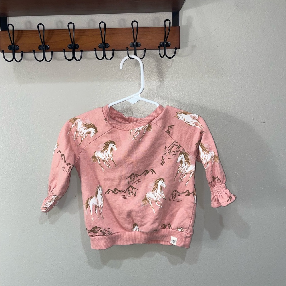 Burt's Bees Pink Kids Sweatshirt with Horse Design
